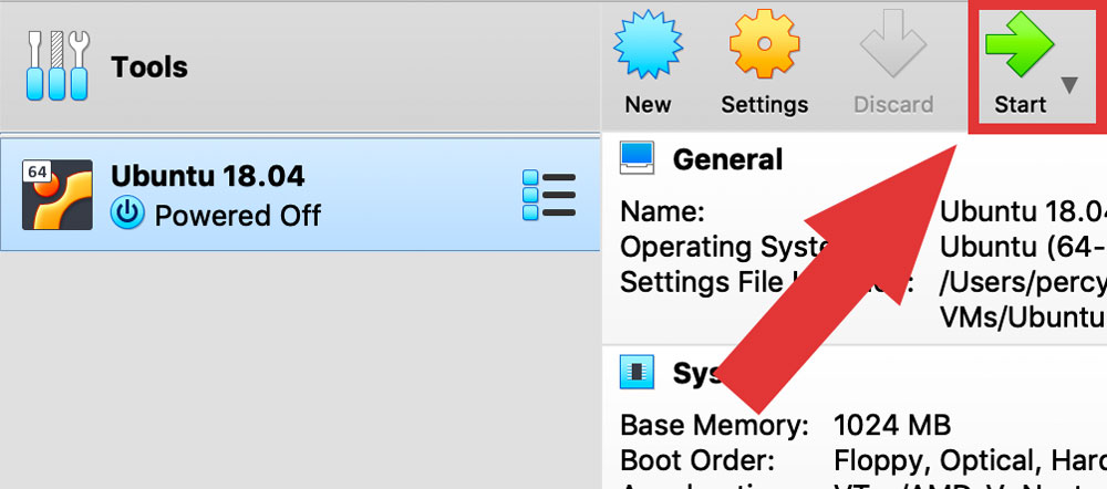 Start the Ubuntu 18.04 virtual machine